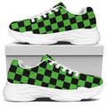 Black And Green Checkered Print White Chunky Shoes