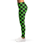 Black And Green Checkered Print Women's Leggings