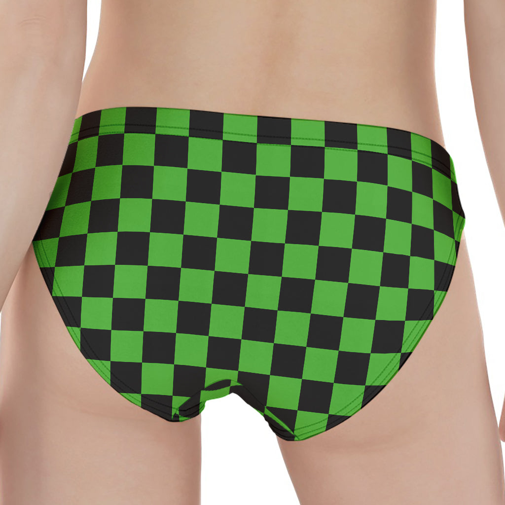 Black And Green Checkered Print Women's Panties