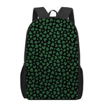 Black And Green Shamrock Pattern Print 17 Inch Backpack