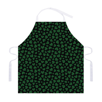 Black And Green Shamrock Pattern Print Adjustable Apron