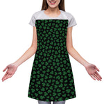 Black And Green Shamrock Pattern Print Adjustable Apron