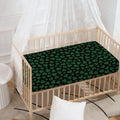 Black And Green Shamrock Pattern Print Baby Crib Sheet