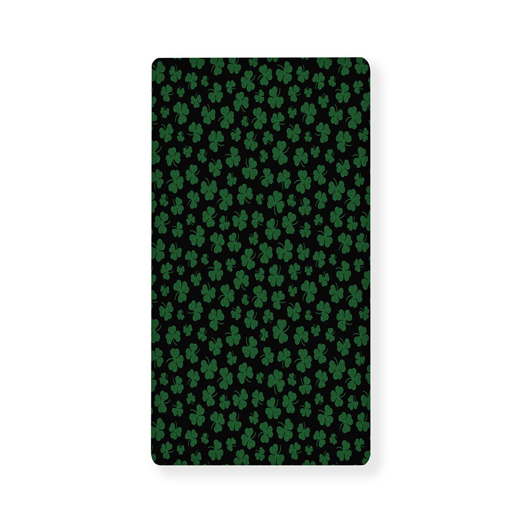 Black And Green Shamrock Pattern Print Baby Crib Sheet