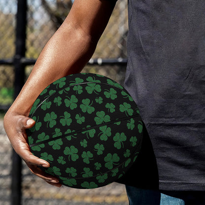 Black And Green Shamrock Pattern Print Basketball