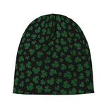 Black And Green Shamrock Pattern Print Beanie
