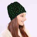 Black And Green Shamrock Pattern Print Beanie