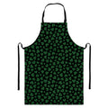 Black And Green Shamrock Pattern Print Bib Apron With Pocket