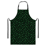 Black And Green Shamrock Pattern Print Bib Apron With Pocket