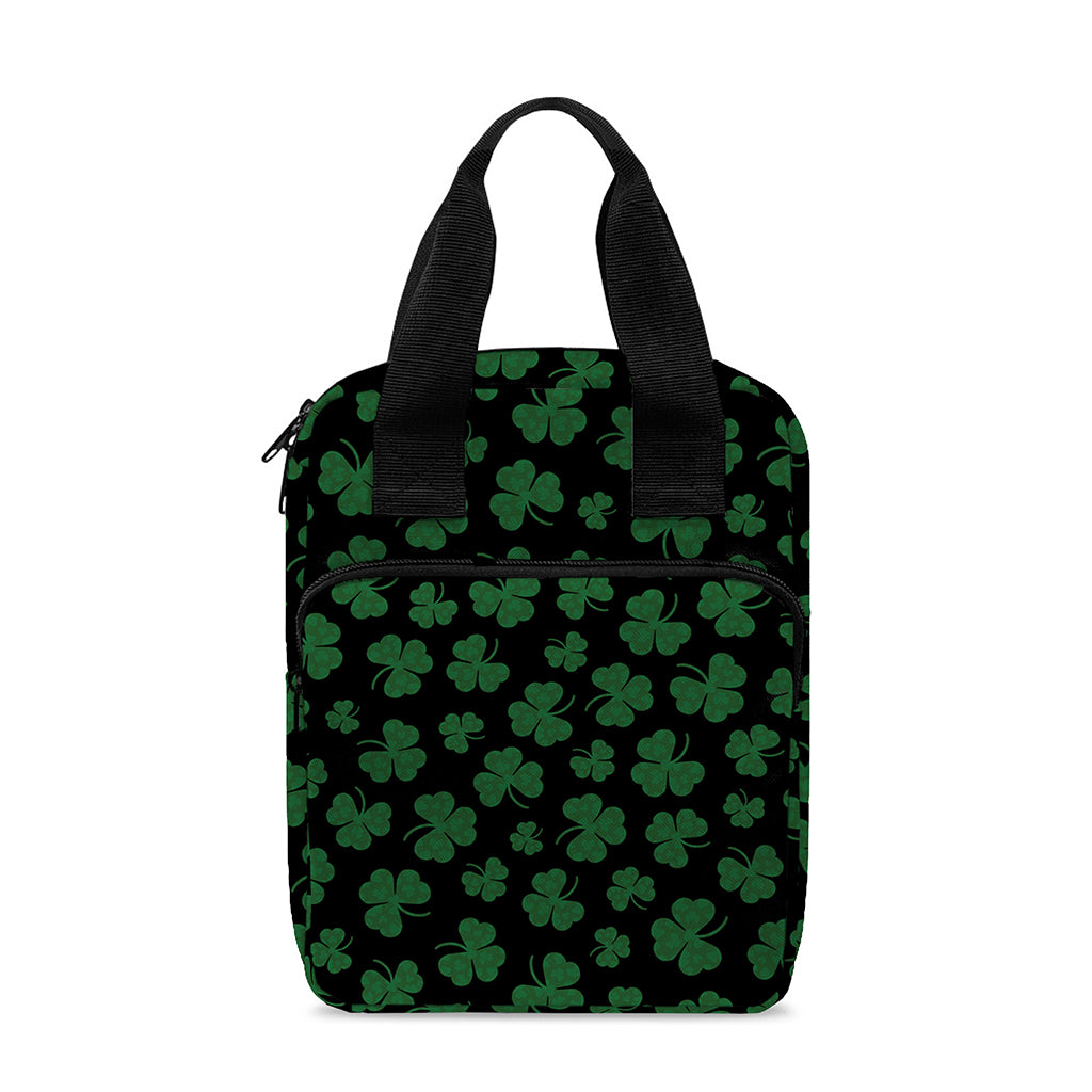 Black And Green Shamrock Pattern Print Bible Tote Bag