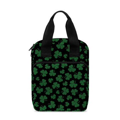 Black And Green Shamrock Pattern Print Bible Tote Bag