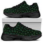 Black And Green Shamrock Pattern Print Black Chunky Shoes