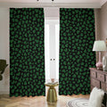 Black And Green Shamrock Pattern Print Dimout Pencil Pleat Curtains