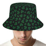 Black And Green Shamrock Pattern Print Bucket Hat