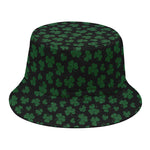 Black And Green Shamrock Pattern Print Bucket Hat