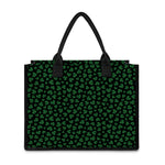 Black And Green Shamrock Pattern Print Canvas Tote Bag
