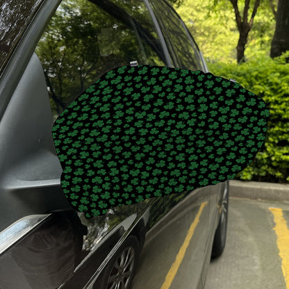 Black And Green Shamrock Pattern Print Car Side Mirror Covers