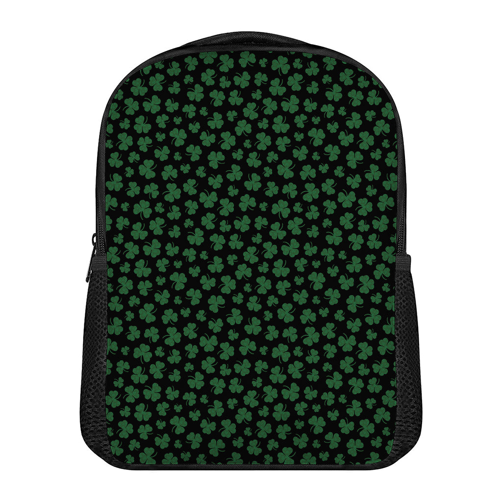 Black And Green Shamrock Pattern Print Casual Backpack