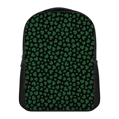 Black And Green Shamrock Pattern Print Casual Backpack