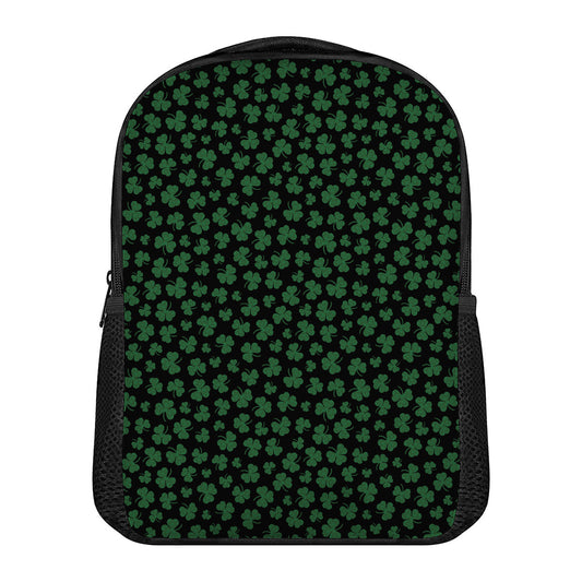 Black And Green Shamrock Pattern Print Casual Backpack