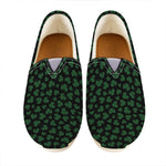 Black And Green Shamrock Pattern Print Casual Shoes