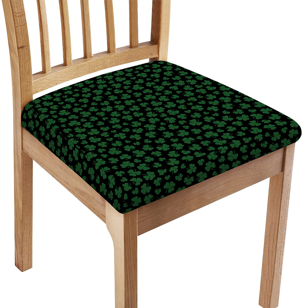 Black And Green Shamrock Pattern Print Chair Cushion Cover