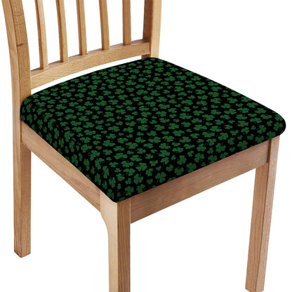 Black And Green Shamrock Pattern Print Chair Cushion Cover