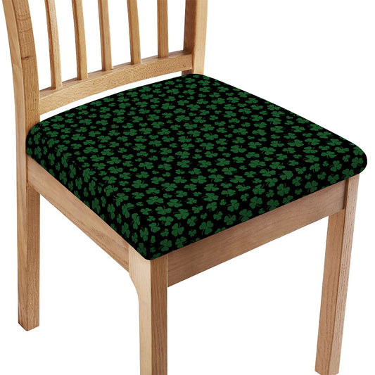 Black And Green Shamrock Pattern Print Chair Cushion Cover