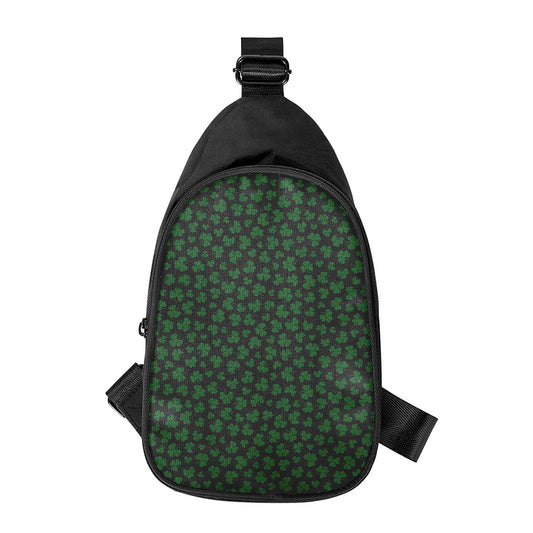 Black And Green Shamrock Pattern Print Chest Bag