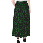 Black And Green Shamrock Pattern Print Chiffon Maxi Skirt