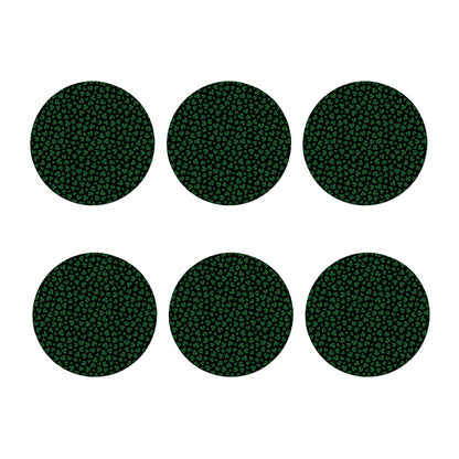 Black And Green Shamrock Pattern Print Coaster Set