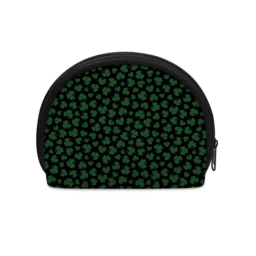 Black And Green Shamrock Pattern Print Coin Purse