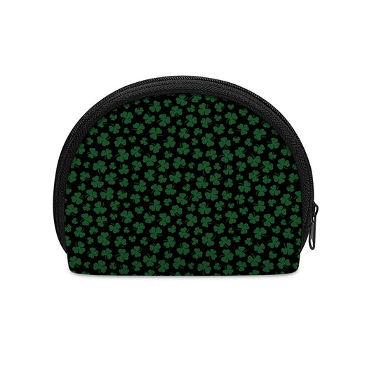 Black And Green Shamrock Pattern Print Coin Purse