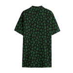Black And Green Shamrock Pattern Print Cotton Hawaiian Shirt