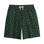 Black And Green Shamrock Pattern Print Cotton Shorts