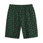 Black And Green Shamrock Pattern Print Cotton Shorts