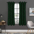 Black And Green Shamrock Pattern Print Grommet Curtain Panels