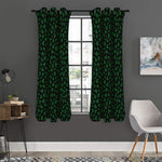 Black And Green Shamrock Pattern Print Curtain