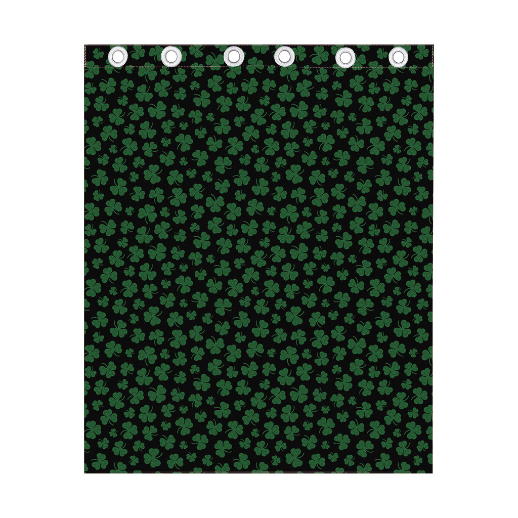 Black And Green Shamrock Pattern Print Curtain