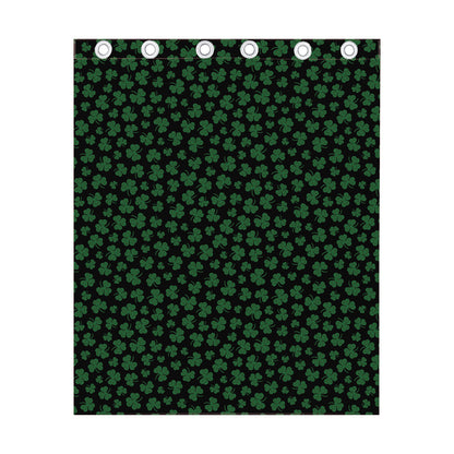 Black And Green Shamrock Pattern Print Curtain