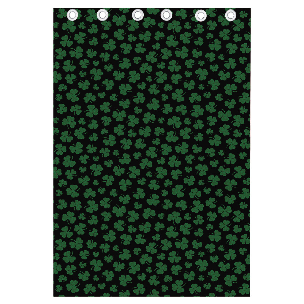 Black And Green Shamrock Pattern Print Curtain