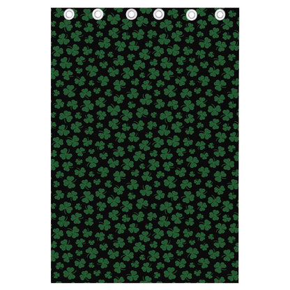 Black And Green Shamrock Pattern Print Curtain
