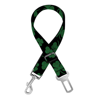 Black And Green Shamrock Pattern Print Dog Seat Belt