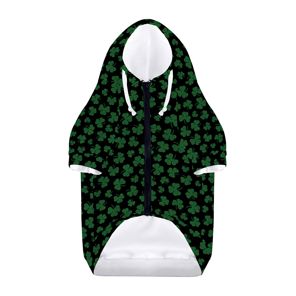 Black And Green Shamrock Pattern Print Dog Zip Up Hoodie