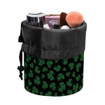 Black And Green Shamrock Pattern Print Drawstring Makeup Bag