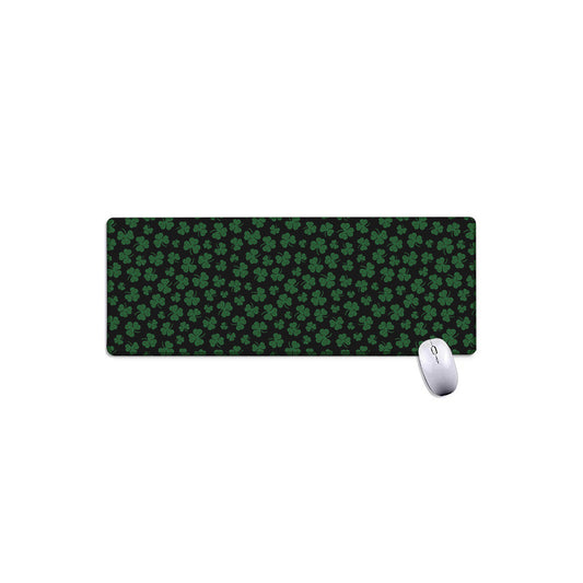 Black And Green Shamrock Pattern Print Extended Mouse Pad