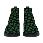 Black And Green Shamrock Pattern Print Flat Ankle Boots
