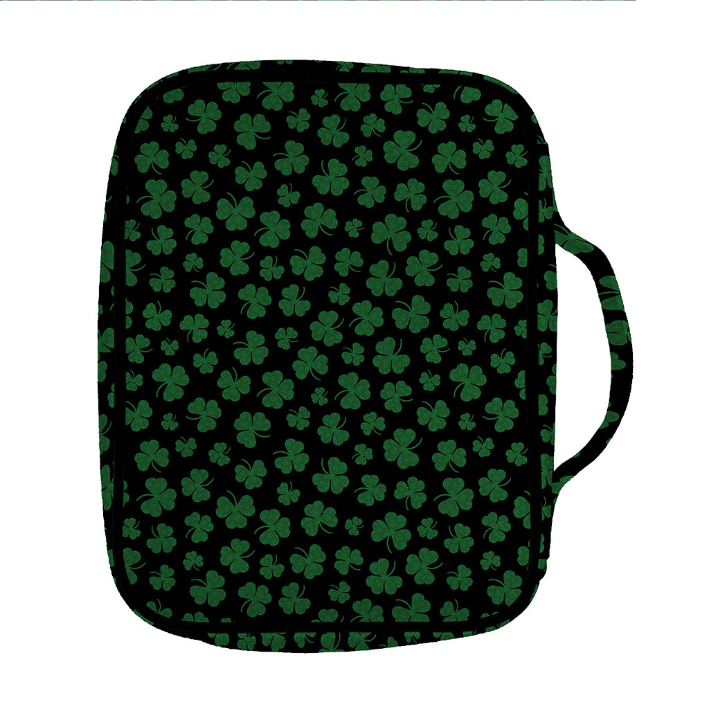 Black And Green Shamrock Pattern Print Front Pocket Bible Bag