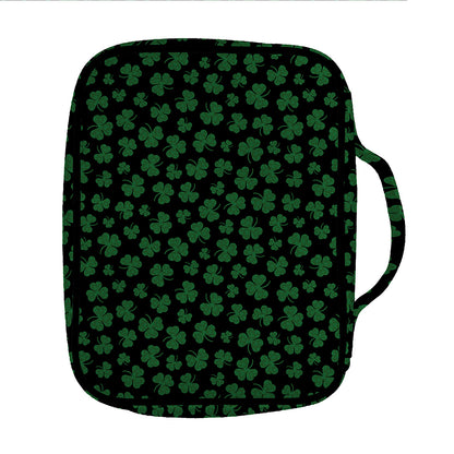 Black And Green Shamrock Pattern Print Front Pocket Bible Bag