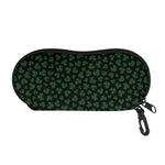 Black And Green Shamrock Pattern Print Glasses Case